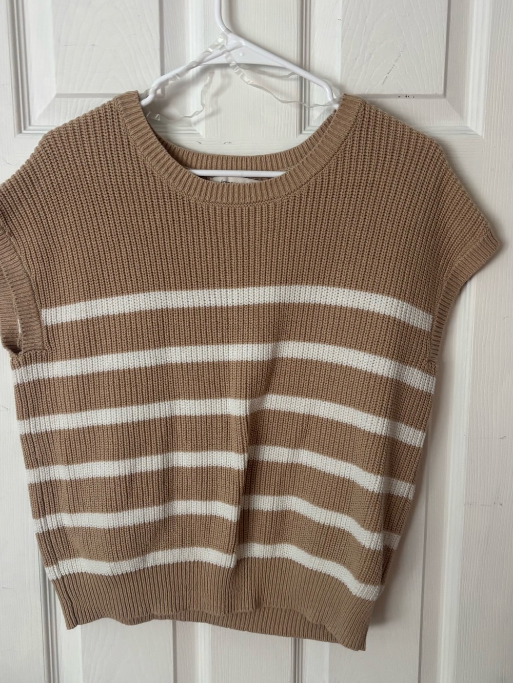 Francesca's Tan and White Striped Sweater Vest - ORIGINAL PRICE: $40.00